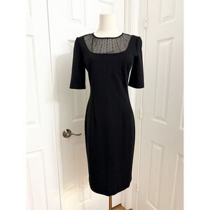 St John Womens Black Shimmery Milano Knit Jewel-Neck Sheath Dress Size 2